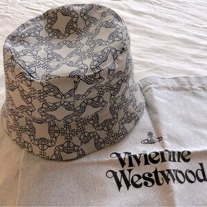 Vivienne Westwood Bucket Hat - double sided logo pinstripe